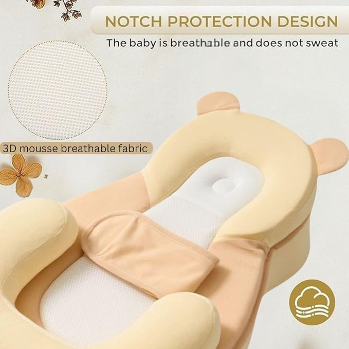 Baby Feeding Pillow - Firm & Secure Adjustable Nursing Pillow with Safety Strap - Baby Body Support Cushion - Yellow