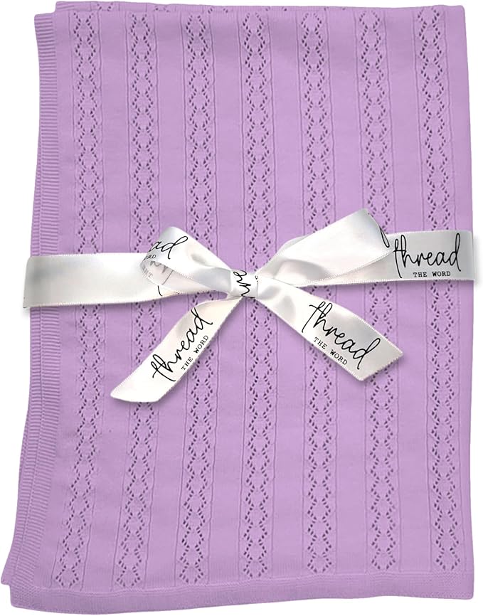 The Vintage Blanket - 100% Organic Cotton Baby Blanket, American Made, 30x40in - Bassinet, Crib, Stroller - Gift Registry Baby Shower for Newborns and Kids (Lavender)