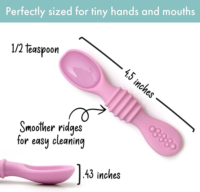 PrimaStella Silicone Chew Spoon Set for Babies and Toddlers | Safety Tested | BPA Free | Baby Spoon 6 Pack