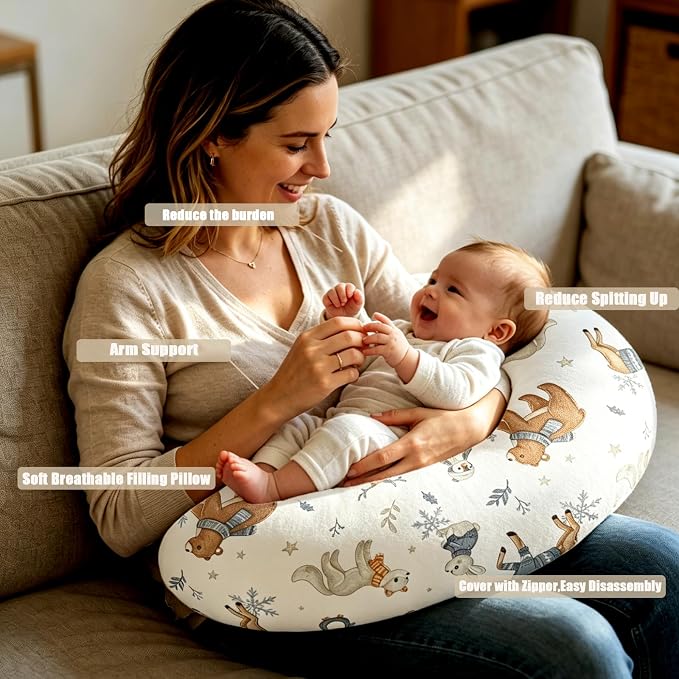 Nursing Pillow Breastfeeding Pillow Removable cover Machine washable | Conforming to ergonomic design. Detachable cover. Machine washable. Breathable fabric.Arm fatigue free Soft supportive fill
