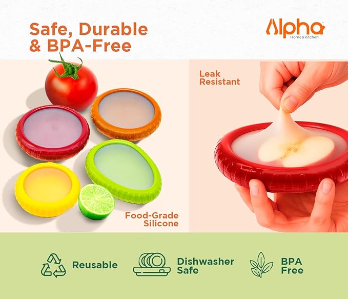 Avocado Saver & Onion Storage ??Set of 4 BPA-Free Food Containers with Silicone Lids ??Reusable Fruit and Veggie Savers, Fresh Pods for Food ??Perfect for Tomato Holder, Garlic, Lemon & More