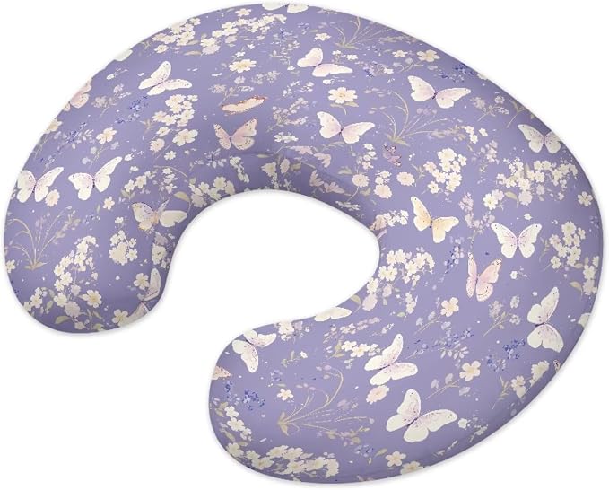 Baby Nursing Pillow Cover for New Mon Newborn Neutral, Crescent-Shaped Breastfeeding Pillow Covers Breastfeeding Pillow Case Replacement - Butterfly Pattern