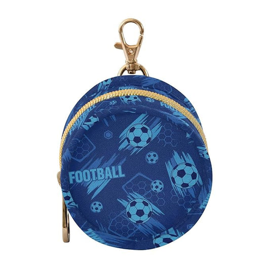 Soccer Football Blue Print Pacifier Holder Case for Diaper Bag Portable Travel Pacifier Storage Case with Clip Newborn Baby Pouch for Outdoor Purse Baby Boys Girls