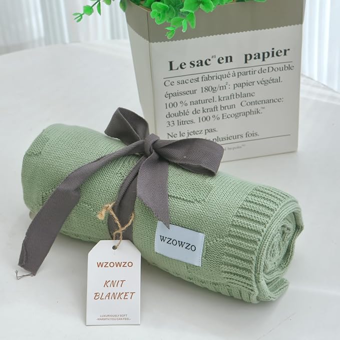 Baby Swaddle Blanket - 30x40 Inches,100% Luxury Cotton Knit, Breathable Swaddle, Soft Warm Swaddle Receiving Blanket for Newborns Infants & Toddlers(Sage Green)