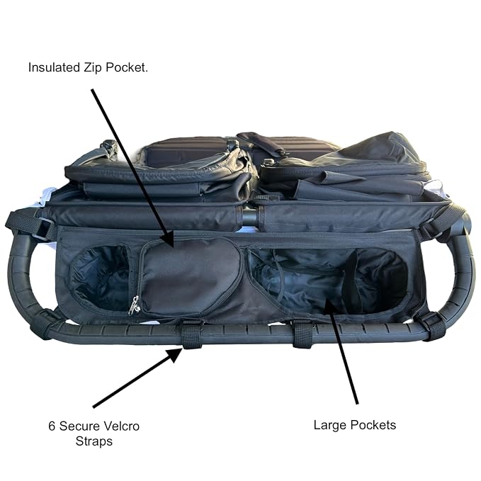 Split (bar in middle of handlebar) Double Stroller Organizer for Bob Duallie and Baby Jogger City Mini GT