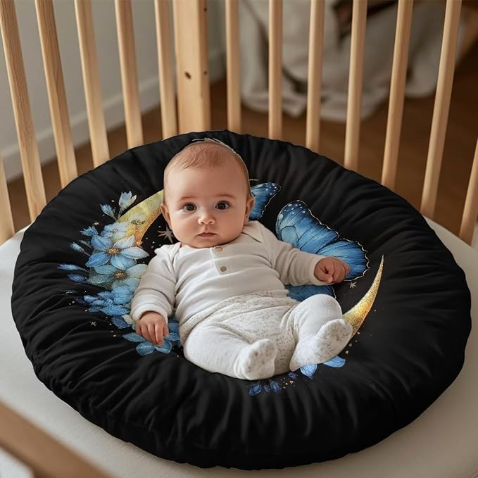 Blue Butterfly Moon Stretchy Nursing Pillow Covers Breast Feeding Pillows Covers for Moms Ultra Soft Snug Fits On Infant Nursing Pillow Nursing Pillow Case for Newborn