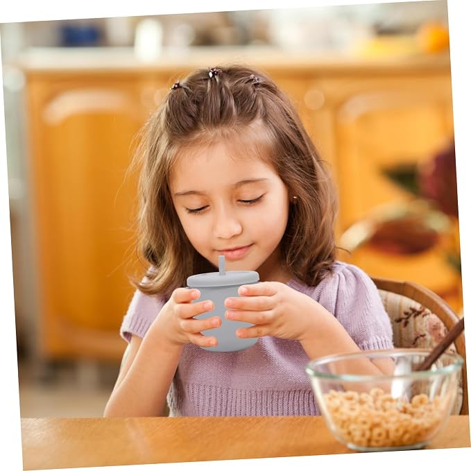 Silicone Straw Training Cup for Drinking Cup with Handles Transition From Bottle to Cup