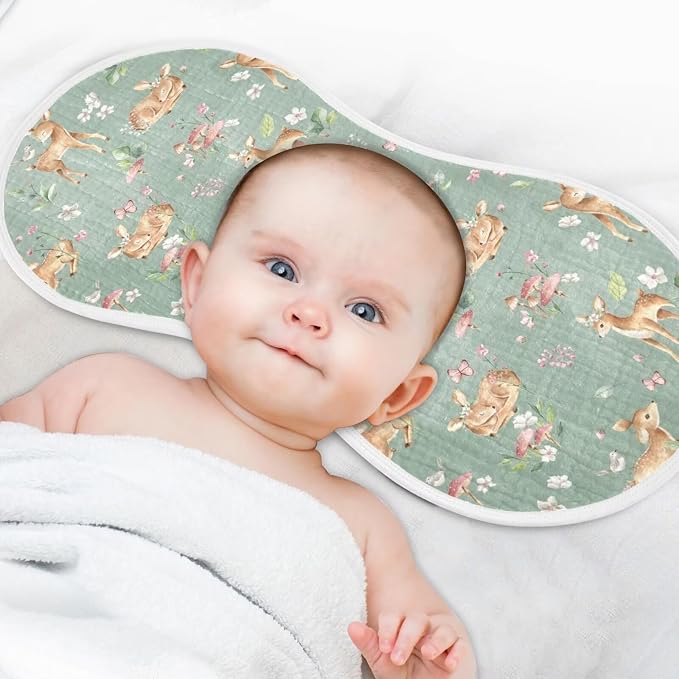 Baby Muslin Burp Cloths Set of 1 Woodland Fawn Muslin Washcloths Forest Animals Milk Spit Up Rags Soft Newborn Towel Burp Cloth Bib for Unisex Boys and Girls, 22 x 11 Inch