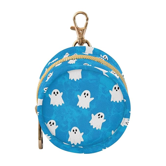 Halloween Ghost Blue Print Pacifier Holder Case for Diaper Bag Portable Travel Pacifier Storage Case with Clip Newborn Baby Pouch for Outdoor Purse Baby Boys Girls