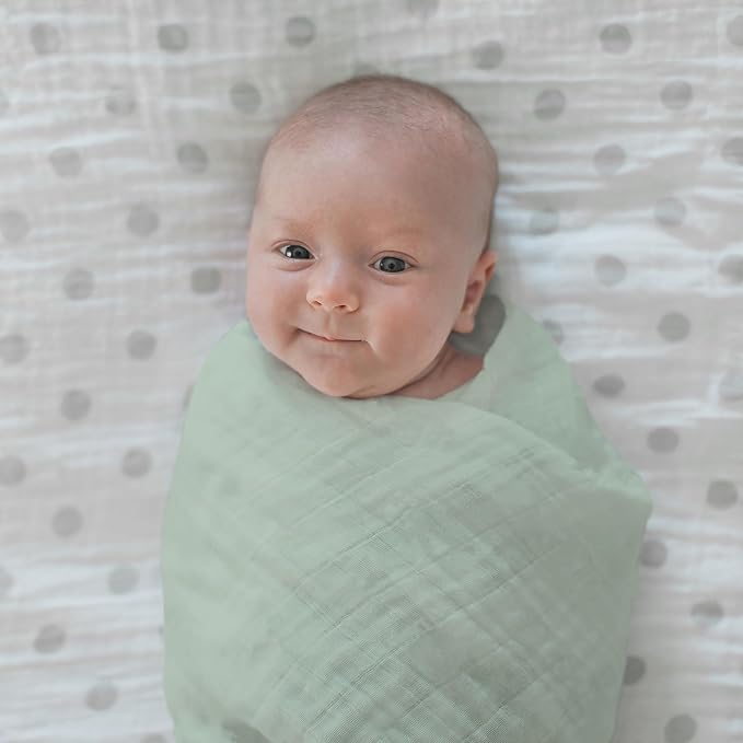 SwaddleDesigns Cotton Muslin Swaddle Blankets for Babies, Set of 4, Neutral Receiving Blankets for Newborn, Baby Registry & Gift, 46x46 inches, Paradise