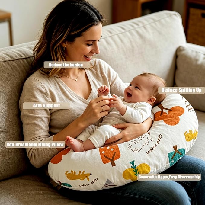 Nursing Pillow Breastfeeding Pillow Removable cover Machine washable | Conforming to ergonomic design. Detachable cover. Machine washable. Breathable fabric.Arm fatigue free Soft supportive fill