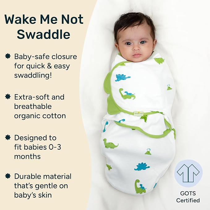 Swaddle Wrap for Newborns – Premium Organic Cotton, Wake Me Not Swaddle with Baby-Safe Closure, Ultra-Soft & Snug Sleep Sack, Breathable Swaddling Blanket, Gifts for 0-3 Months, Pack of 2