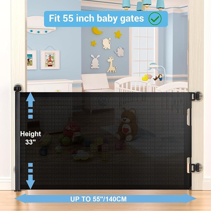 HAMOPY Auto-Lock Retractable Baby Gate Replacement Free-Punch Parts, Original Hardware Set (Including 2 x Latches + 2 x Brackets) Only Fit 55“&71” Auto-Lock Baby Gate(Black)