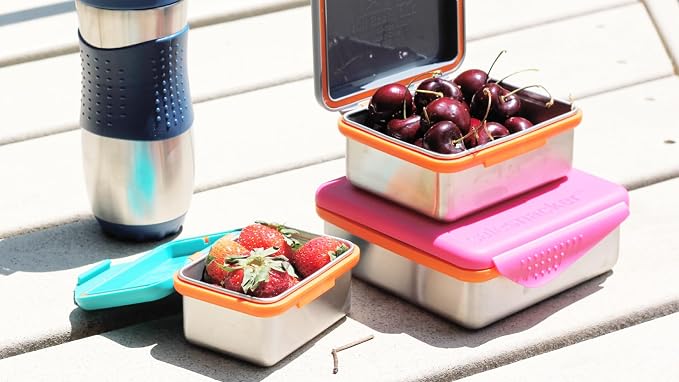 New Wave Enviro Safe Snacker, Stainless Steel Food Container, BPA Free, Stackable and Cabinet Friendly, Pink, Large Size, 23oz. Capacity