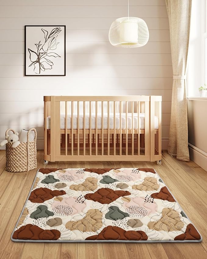 Blissful Diary Baby Play Mats for Floor, 50x50 Crawling Mat for Playpen, Thicken Soft Padding Foam Playmats for Babies and Toddlers Infants, Foldable and Machine Washable, Boho Design