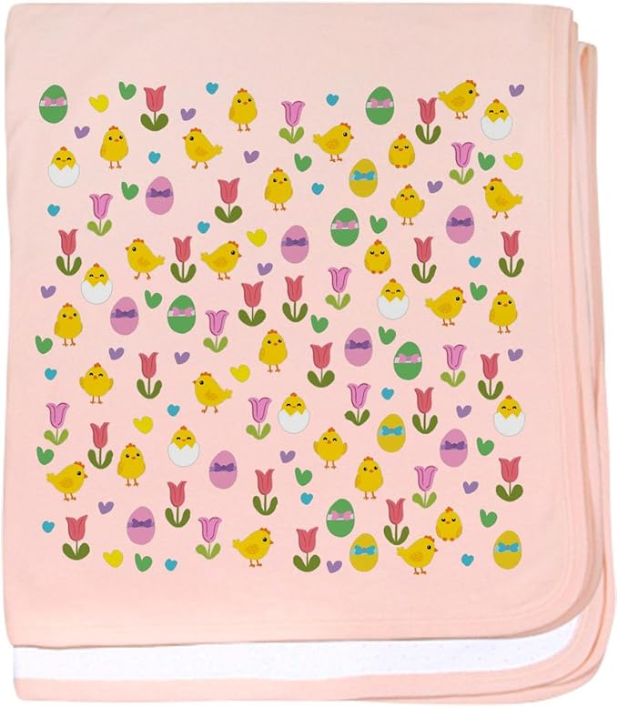 CafePress Easter Chick and Tulips Pattern Baby Blanket, Super Soft Newborn Swaddle