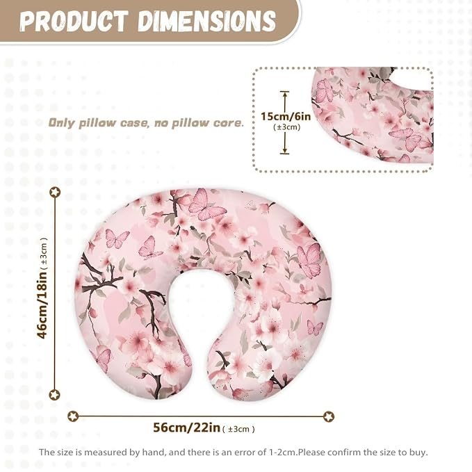 Butterfly Cherry Blossom Nursing Pillow Cover Breast Feeding Pillow Support Positioner Lounger Slipcover for Baby Boy Girl Newborn Infant
