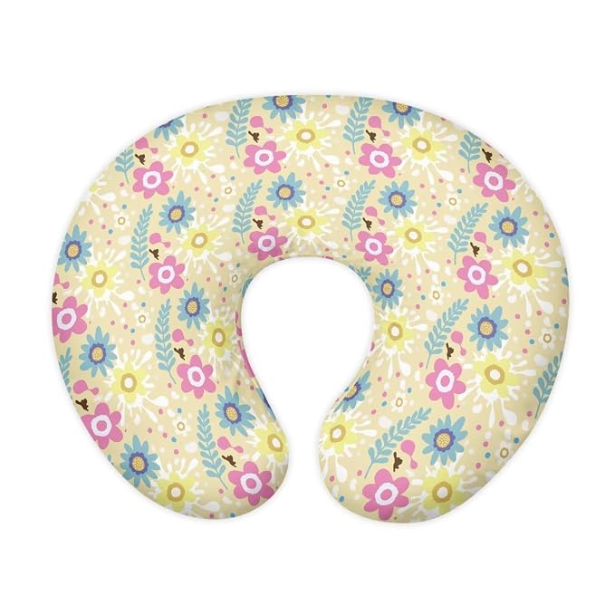 Colorful Flower Leaves Baby Nursing Pillow Cover for Newborn, Stretchy Replaceable Pillow Cover Slipcover U-Shaped Breastfeeding Pillowcase Cushion Cover
