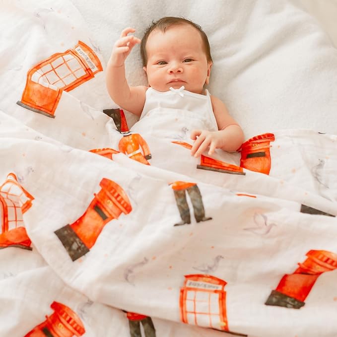 Baby Swaddle Blanket, Pure 100% Cotton, 3 Pack, Muslin Blanket for Boys & Girls, Baby Receiving Swaddle (So British)