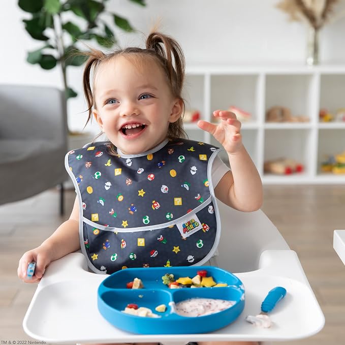 Bumkins Silicone Grip Dish, Suction Plate, Divided Plate, Baby Toddler Plate, BPA Free, Microwave Dishwasher Safe â€“ Dark Blue 1 Count (Pack of 4)