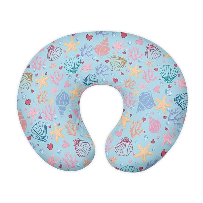 Colored Shell and Starfish Breastfeeding Pillow Slipcover for Baby Newborn U-Shaped Breastfeeding Pillowcase Cushion Cover Easy to Use and Dustptoof