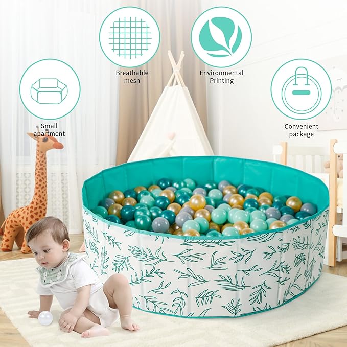 40Inch Kids Ball Pit, Foldable & Portable & Reusable Balls Pool for Toddlers,Playpen/Fence for Baby, Play Pool for Dog, Indoor & Outdoor Use, Oversized