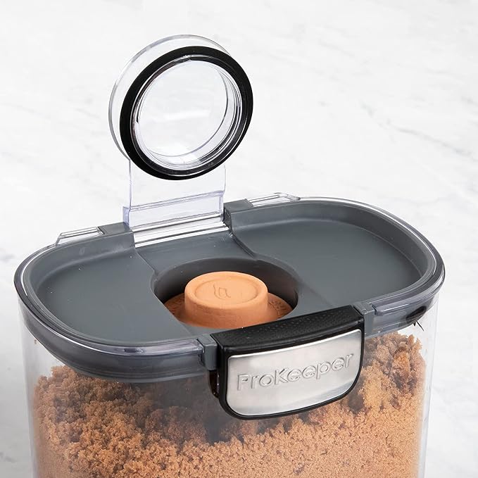 Progressive International ProKeeper+ Clear Plastic Airtight Food Baker's Kitchen Storage Organization Container Canister Set with Magnetic Accessories, 2- Piece Set (Powdered & Brown Sugar 1.4-Quart)