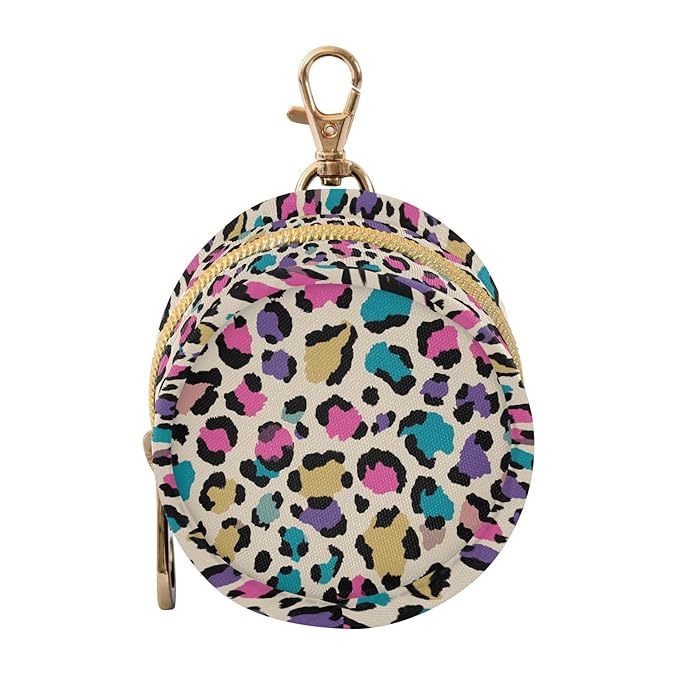 Leopard Beige Pink Pacifier Holder Case Newborn Pacifier Storage Pouch for Boys Girls Easy Attach to Diaper Bag Portable Baby Essentials Container