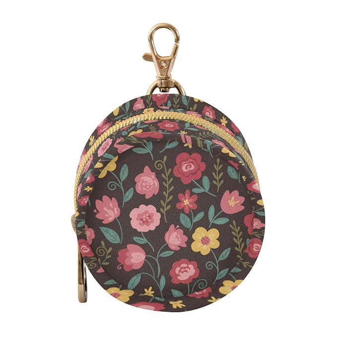 Colorful Flowers Leaves Brown Print Pacifier Holder Case for Diaper Bag Portable Travel Pacifier Storage Case with Clip Newborn Baby Pouch for Baby Boys Girls Outdoor Purse