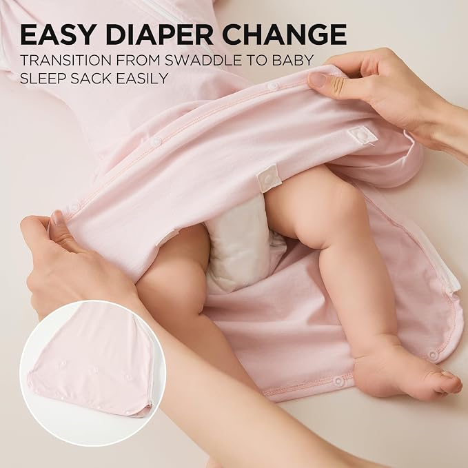 Duomiaomiao 2 Pack Baby Transition Swaddle Blanket, Snap Arms Up Baby Sleep Sack for All Seasons, 100% Cotton Baby Essentials for Newborn Boys Girls 0-6 Months, Gray & Dinosaurs