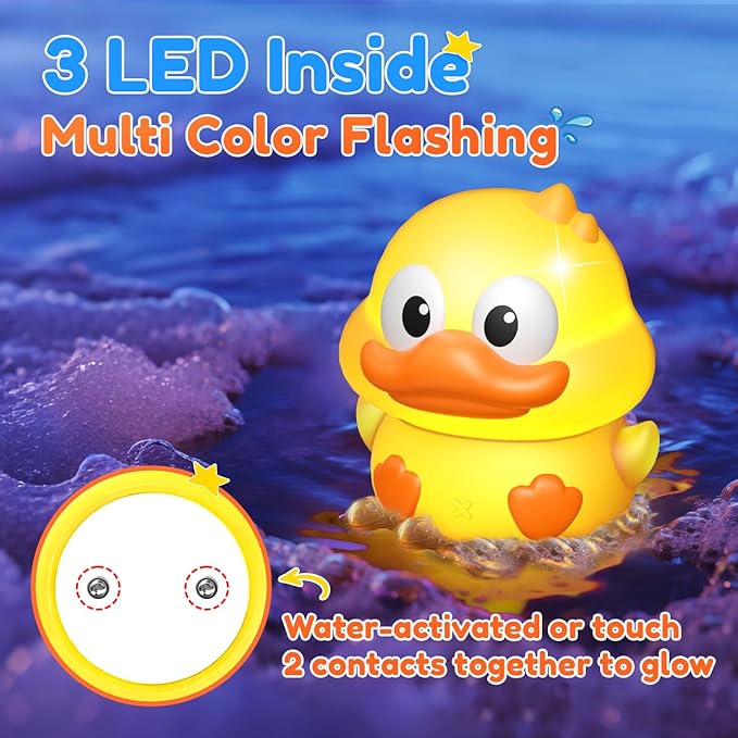 6 Packs Light Up Bath Toys for Kids Ages 1-3, Farm Animals Bathtub Toys for Toddlers 2-4, Water Pool Toys for 1 2 3 Year Old Boys Girls Babies 12-18 Months Gifts