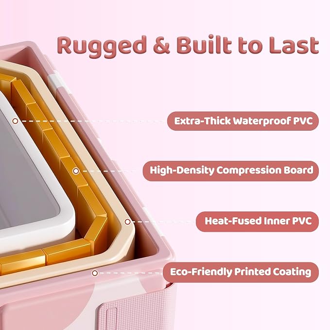 Collapsible Baby Bathtub for Newborn to Toddler, Foldable Toddler Bathtub with Drain Plug, Non-Slip Portable Infant Bath Tub for Travel Storage Outdoor Use, Milky Pink