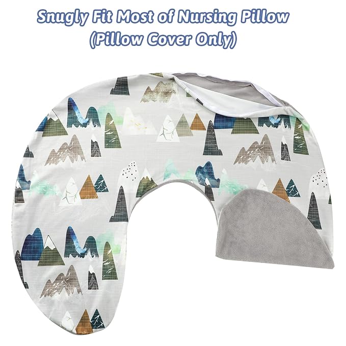 TANOFAR Nursing Pillow Cover 1 Pack, Stretchy Removable Nursing Cover for Breastfeeding Pillows, Ultra Soft Snug Fits On Newborn Feeding Pillow Case for Baby Girls/Boys, Mountain