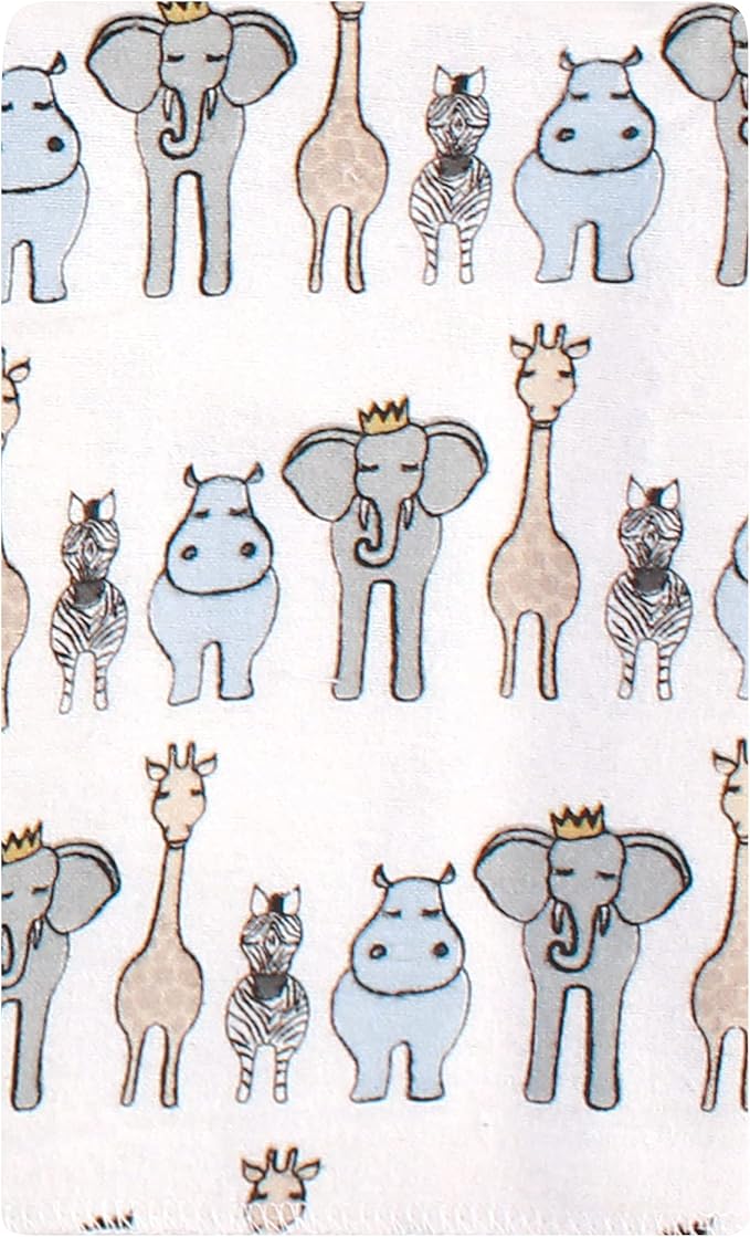 Luvable Friends Hudson Baby Flannel Burp Cloths 10pk, Royal Safari Wildlife