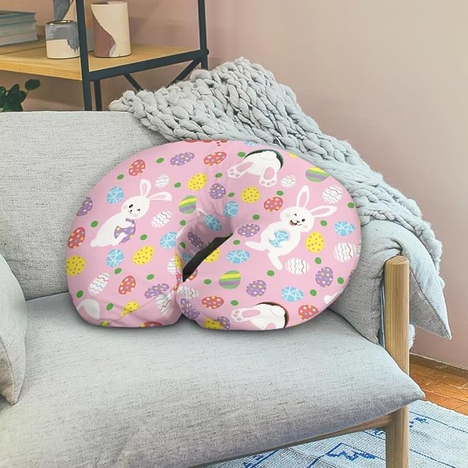 Breastfeeding Pillow Cover Boys Girls, Easter Bunny Baby Nursing Pillow Case for Newborn, Soft Fabric Fits Snug On Infant
