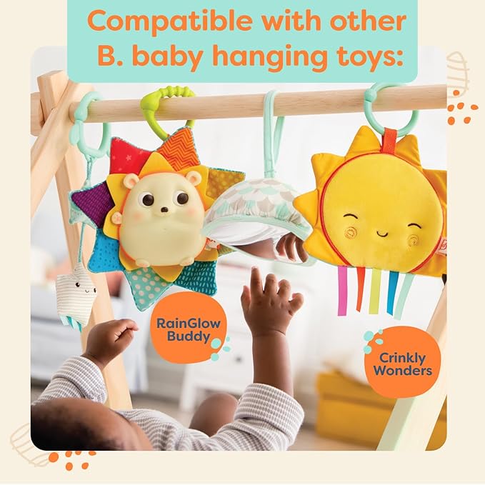 B. toys ??Wooden Baby Play Gym ??Activity Mat ??Starry Sky ??3 Hanging Sensory Toys ??Natural Wood ??Babies, Infants