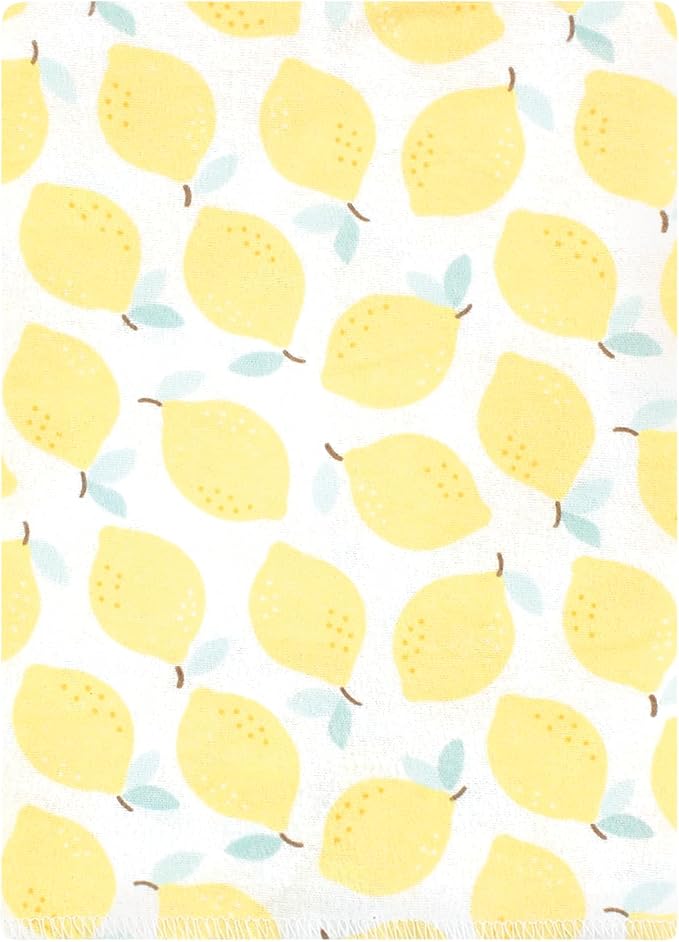 Hudson Baby Unisex Baby Cotton Flannel Burp Cloths Bundle, Lemon Daisy, One Size (Pack of 2)