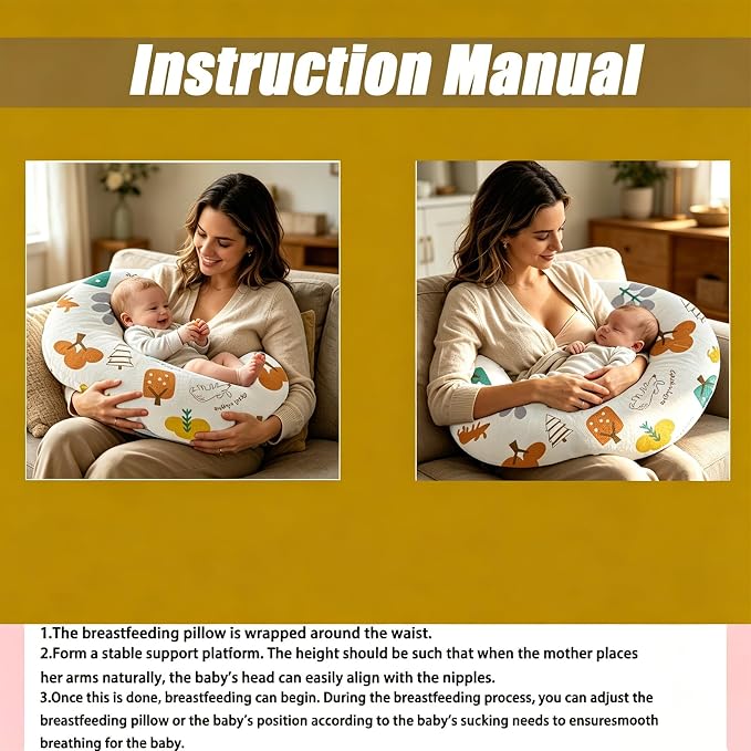 Nursing Pillow Breastfeeding Pillow Removable cover Machine washable | Conforming to ergonomic design. Detachable cover. Machine washable. Breathable fabric.Arm fatigue free Soft supportive fill