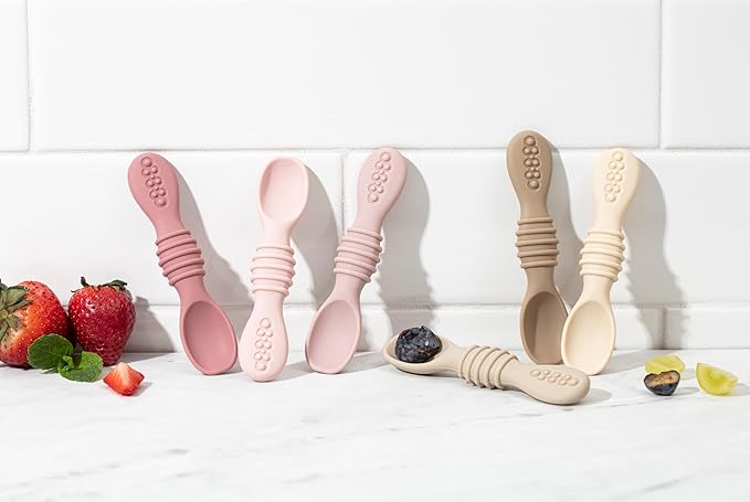 Sperric Baby Spoons - 6+ Months, Self Feeding, BPA Free Teething Spoons, Pink