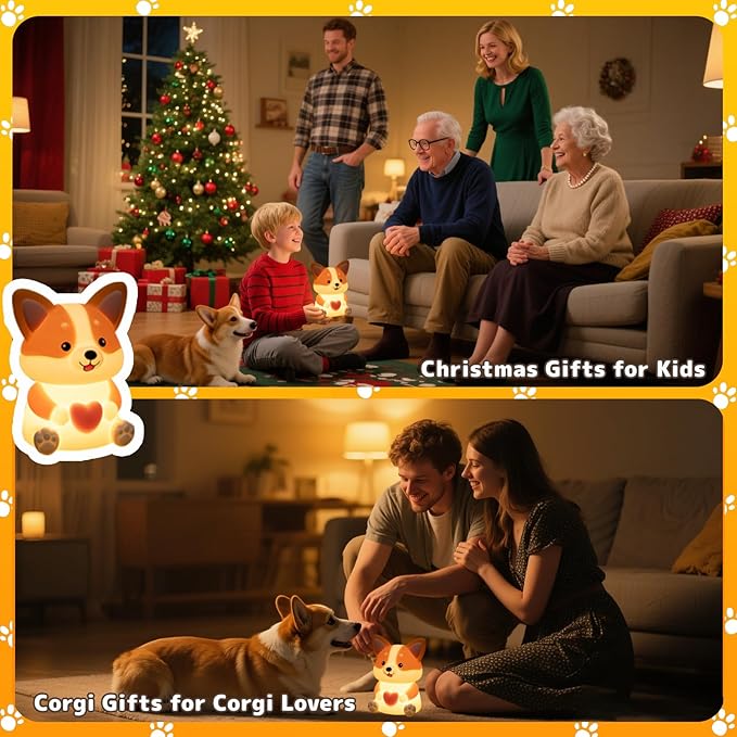AVEKI Dog Night Light for Kids, Cute Puppy Gifts for Dog Lovers, Soft Silicone Puppy Lamp with 30M Timer and 3 Levels Brightness, 7 Colors Dimmable Baby Night Light for Nursery, Kids Room