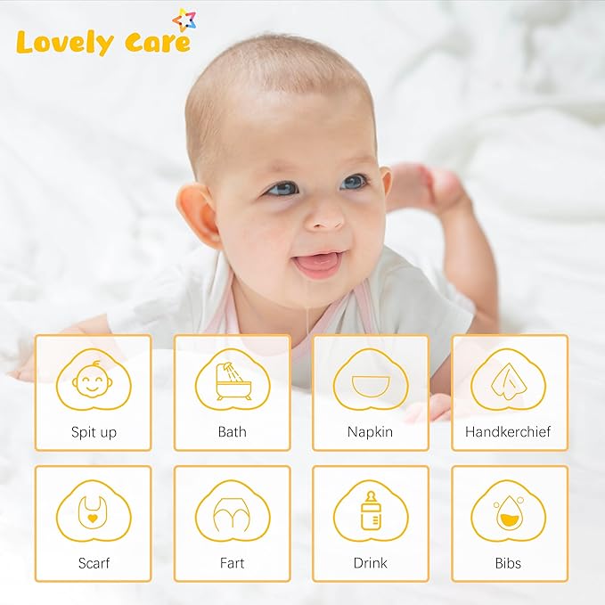 Lovely Care 12 Pack Muslin Burp Cloths 100% Cotton Muslin Cloths Large 20''x10'' Extra Soft and Absorbent Baby Burping Cloth - Aqua