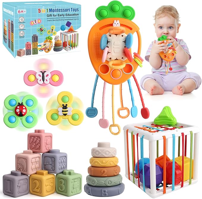 Vinlon Montessori Toy Set for Toddler Aged 6+ Month -Sensory Fine Motor Skill Learning Toys for Baby Boys Girls. Easter Basket Stuffers Valentine's Day Gift for 1 2 Years Old