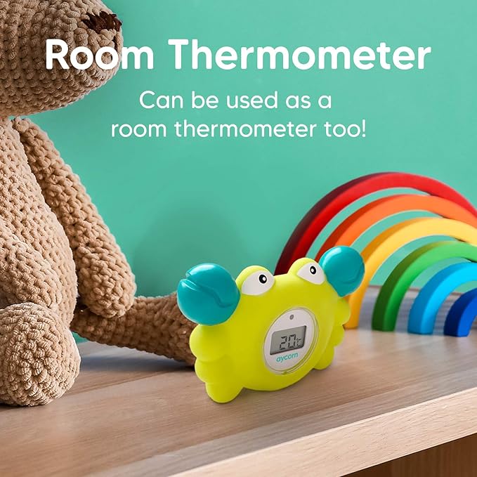 Aycorn Digital Baby Bath & Room Thermometer - Fahrenheit with LED Display & Temperature Warning - Infant Baby Bath Toys Floating Toy Thermometer