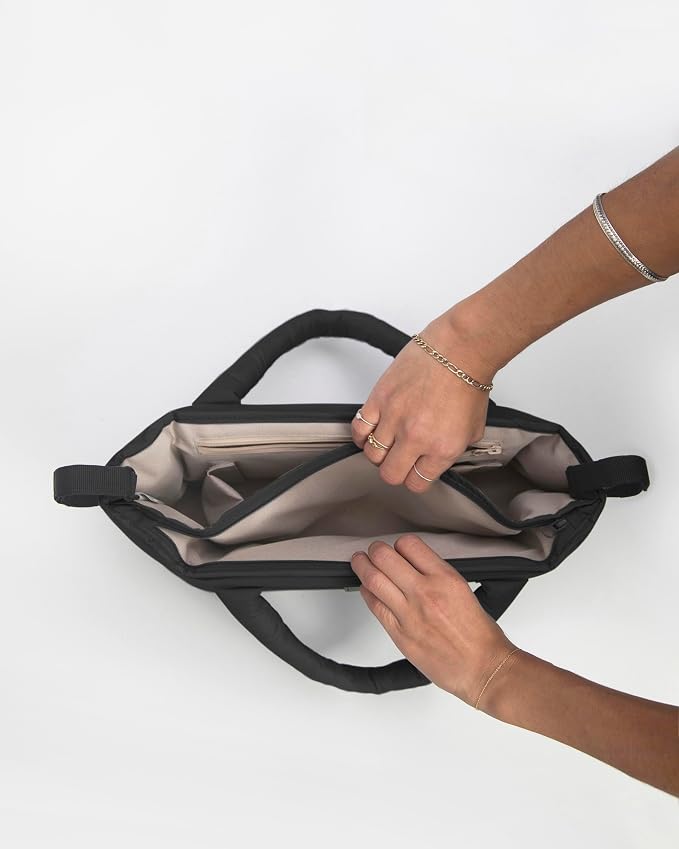7AM Enfant Universal Stroller Organizer Bag - Easy Grab Top Handles, Stroller Caddy with Cup Holder, 3 Open Compartments, Adjustable Stroller Straps & Zippered Wallet Pocket