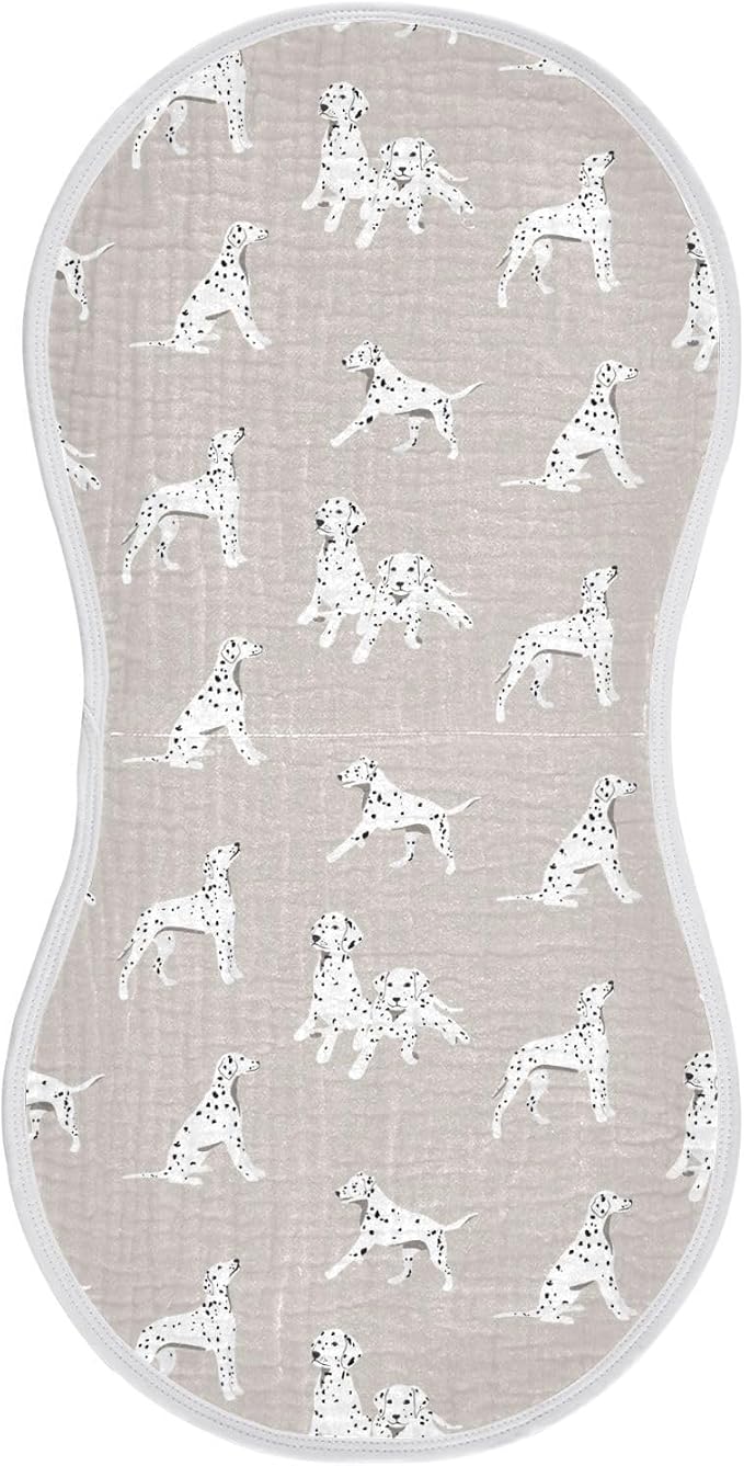 Dalmatian Dogs Muslin Burp Cloths for Baby Boys and Girls - 1-Pack Ultra Absorbent Muslin Washcloths, Newborn Towel, Milk Spit Up Rags, Burp Cloth Bib for Unisex, 22 x 11 Inch