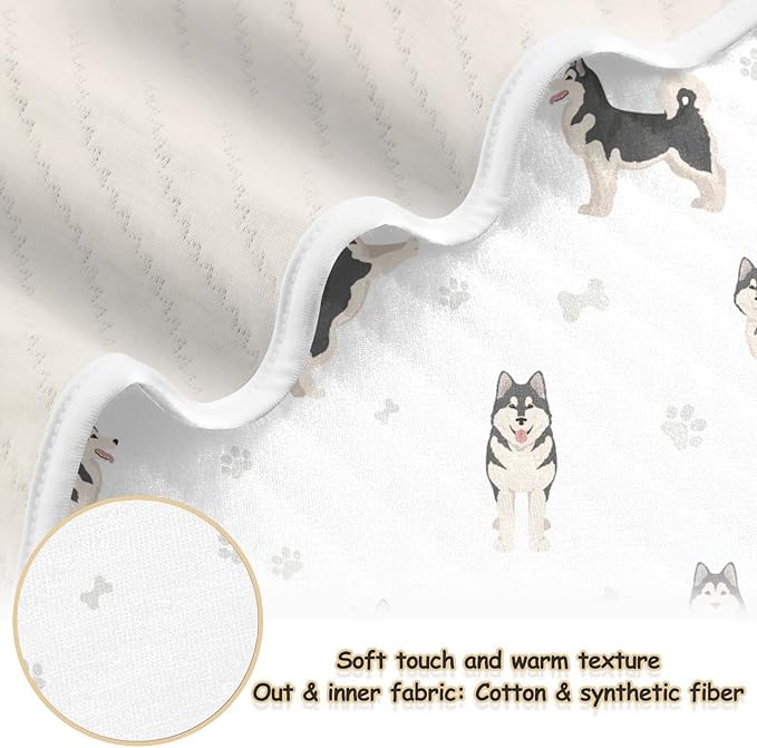 Ollabaky Malamute Dogs Baby Blanket for Boys Girls Cotton Throw Blanket Swaddle Blanket for Crib Stroller Nursery Receiving Blanket Infant Toddler Unisex 30"x40"