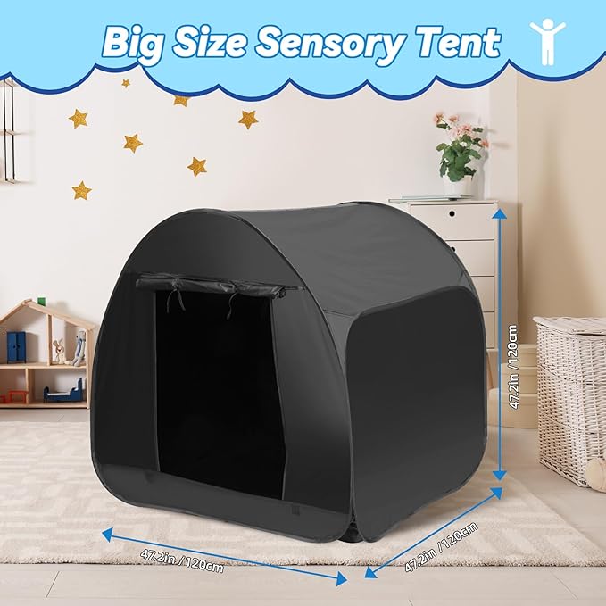 Sensory Tent for Kids 47.2 * 47.2 * 47.2 in - Portable Pop-up Play Tent for Calming Down & Improving Focus - Ideal for Children with Autism, ADHD, & Sensory Processing Disorder (SPD)