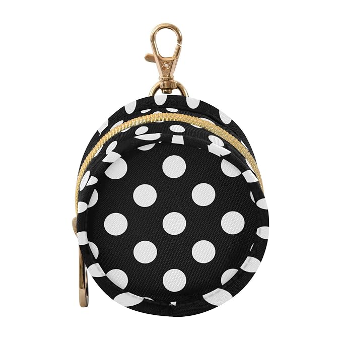 Black White Polka Dots Pattern Pacifier Holder Case with Clip Portable Pacifier Storage Bag for Girls Boys