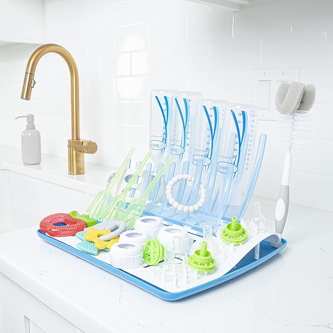 Dr. Brown's Baby Bottle Drying Tower, Stand-Up Drying Rack with Folding Baby Bottle Drying Rack for Easy Storage