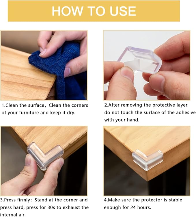 12 Pack Table Corners, Corner Guards, Clear Corner Protectors, Corner Protectors, Baby Proof Corner Guards Stop Child Head Injuries Tables, Furniture & Sharp Corners Baby Proofing (L-Shaped)